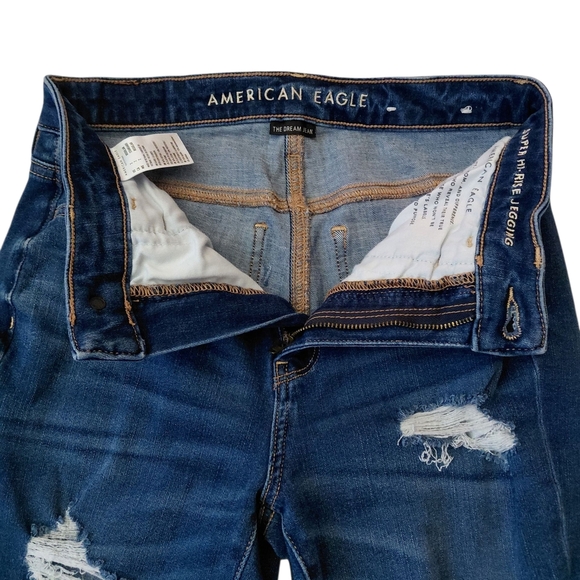 American Eagle Outfitters Dark Blue Distressed Skinny Jeans - Picture 3 of 7